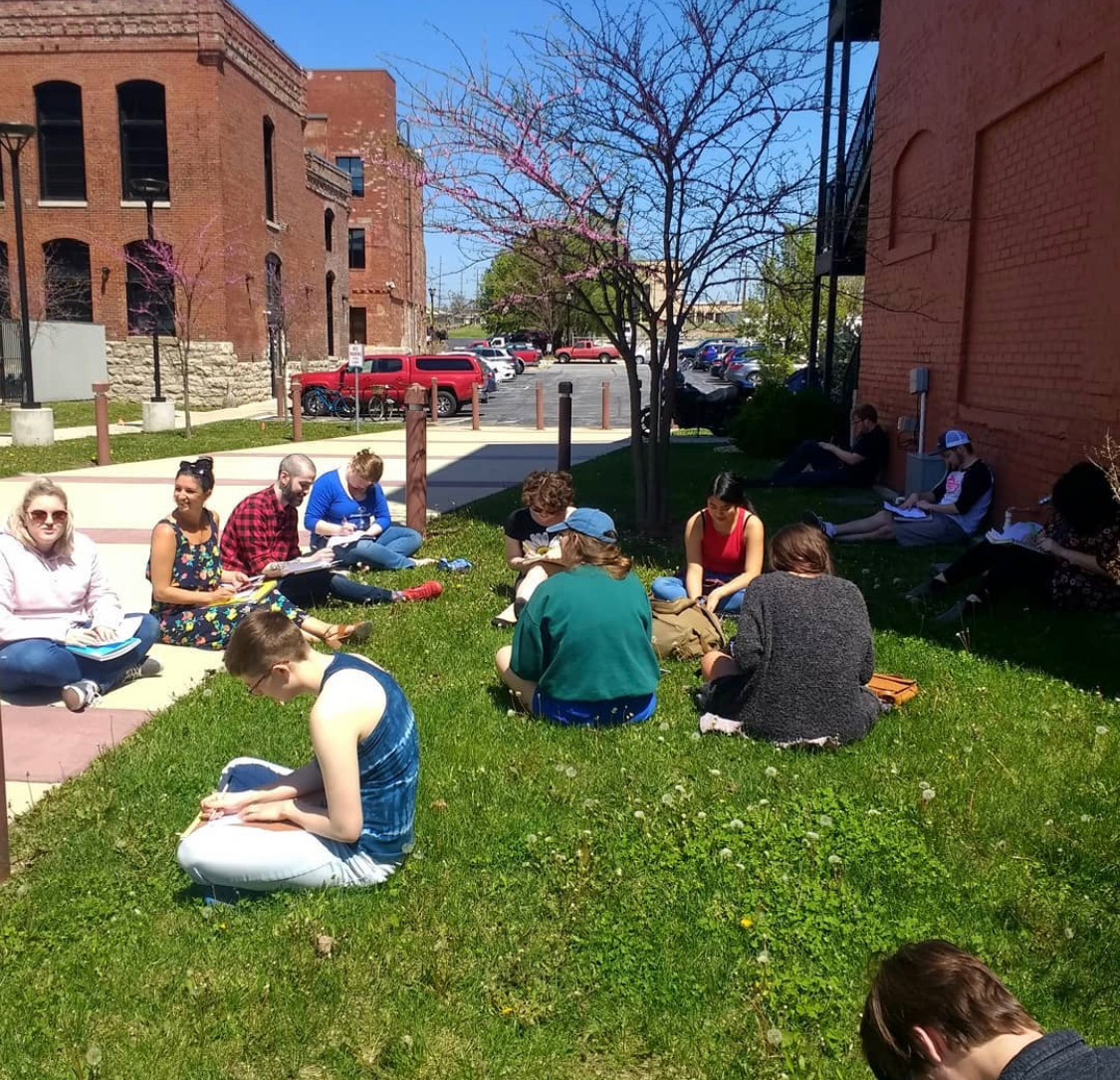 Class being held outside