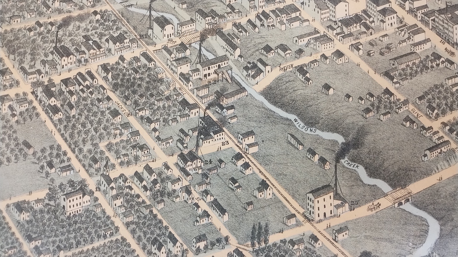 1872 view of Springfield, detail of Jordan Valley