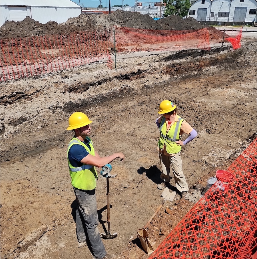 Archaeologists in trench