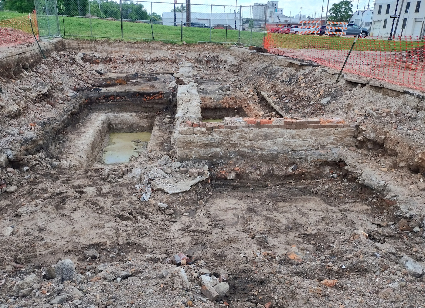 Trench with foundations of building